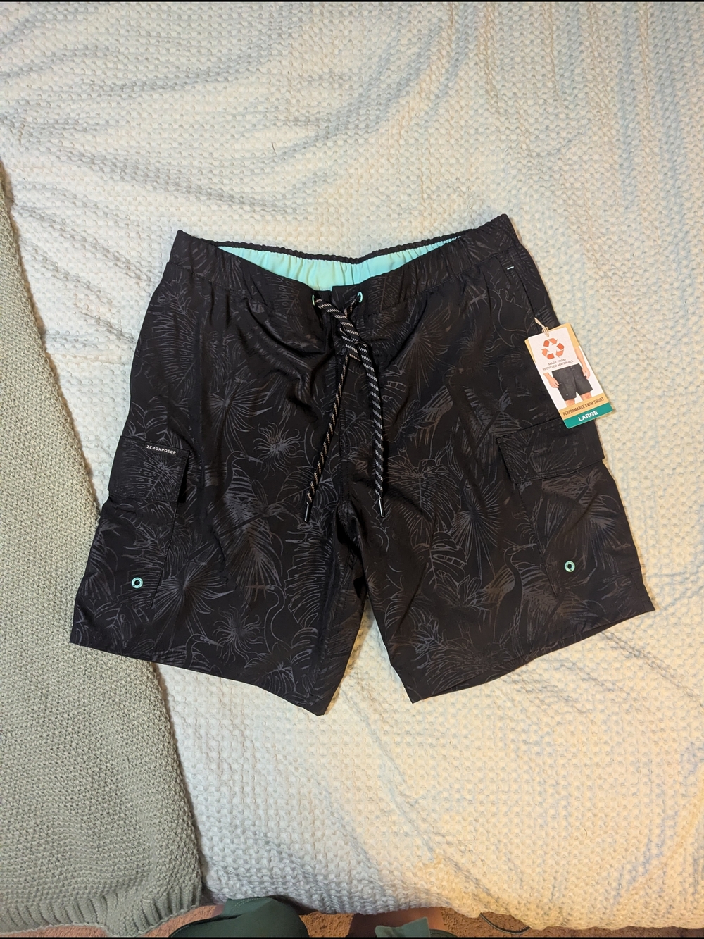ZeroXposur Black Tropical Performance Swim Shorts, Size L